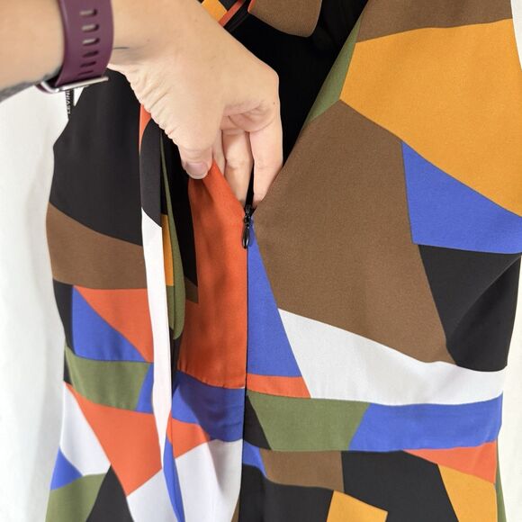 Tahari Arthur S Levine Maxi Dress Women's 8 Black Color Block High Neck Sleevlss - Picture 13 of 13